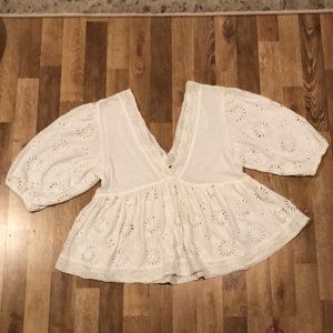 Free People NWOT White Eyelet Top